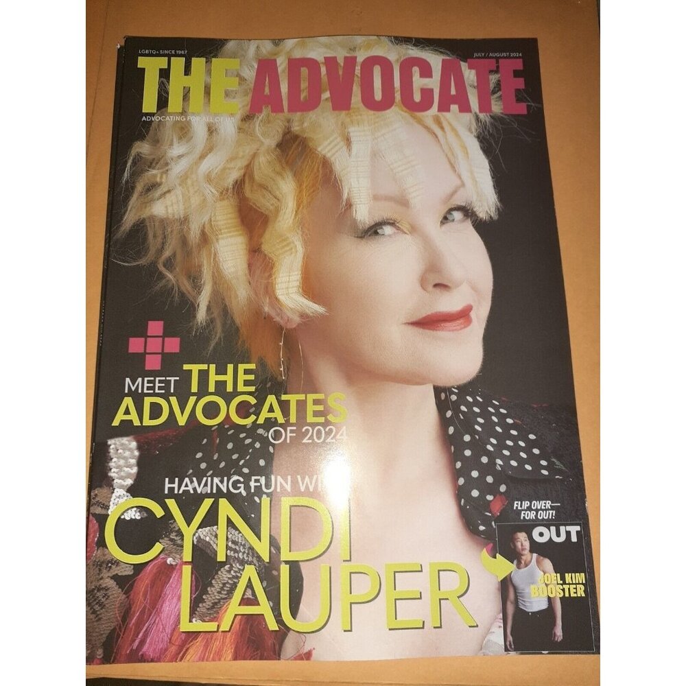 OUT Magazine July August 2024 ADVOCATE Cyndi Lauper Joel Kim Booster Dual Cover